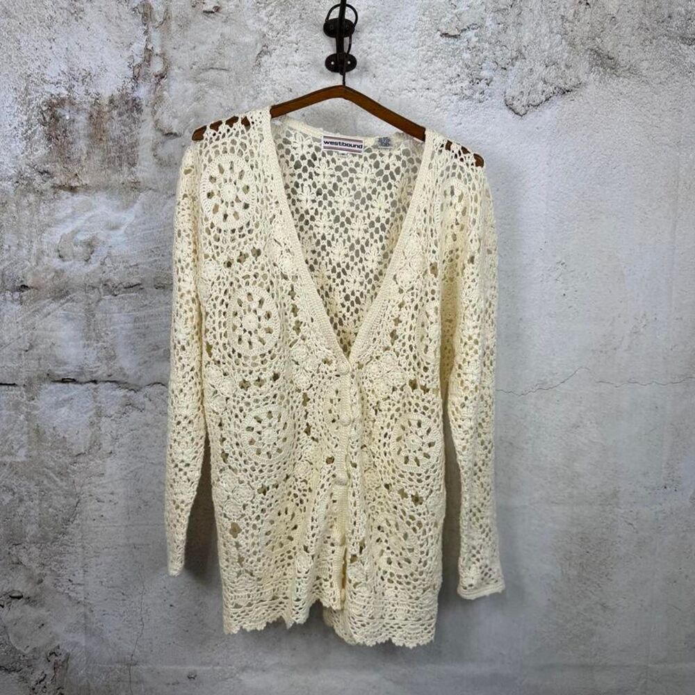 Westbound Women's Cream and White Cardigan